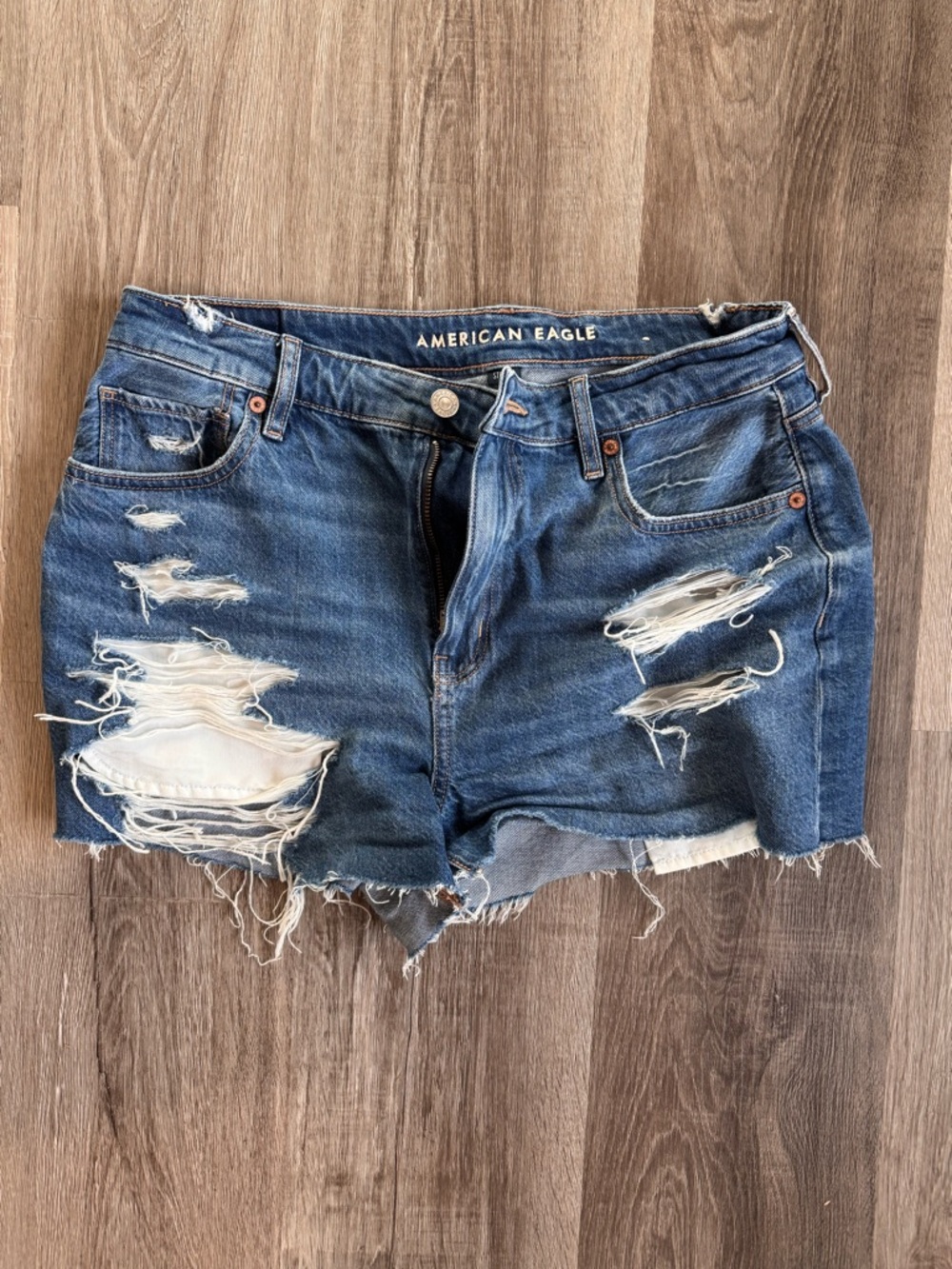 American Eagle Outfitters Distressed Blue Denim Cutoff Shorts